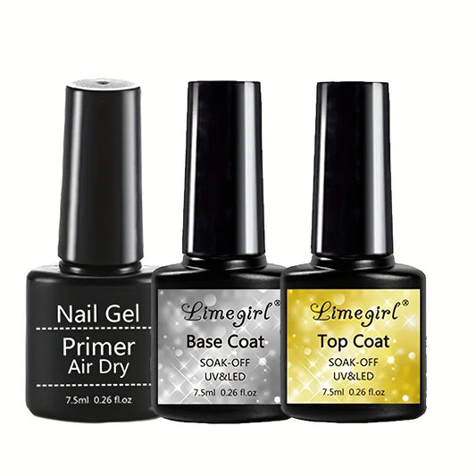 2/3 Piece Set Top Coat Base Coat and Base Coat UV/LED Semi-Permanent