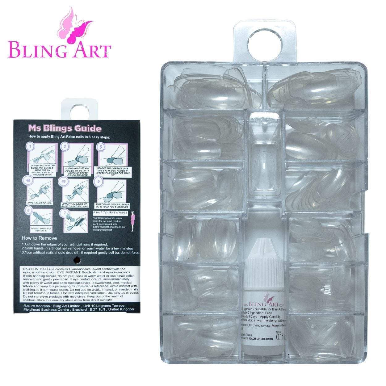 False Nails by Bling Art 360 Oval Medium Transparent Acrylic Fake Nail