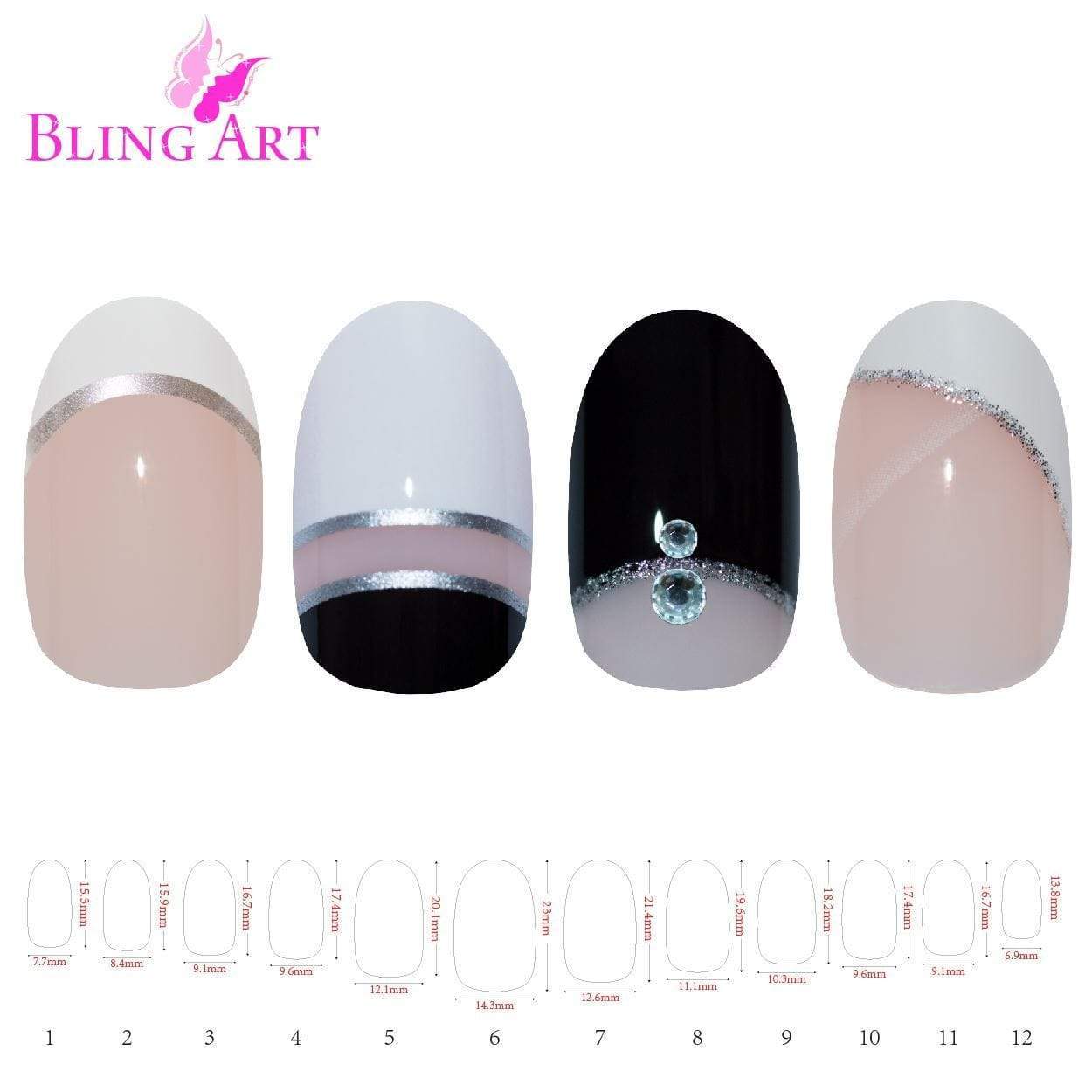 False Nails by Bling Art 360 Oval Medium Transparent Acrylic Fake Nail